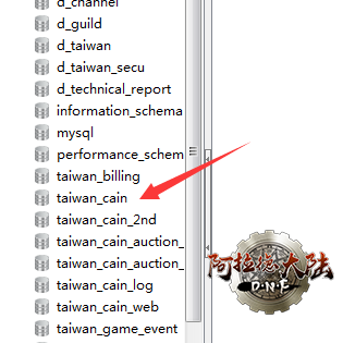 找到taiwan_cain数据库 找到taiwan_cain数据库
